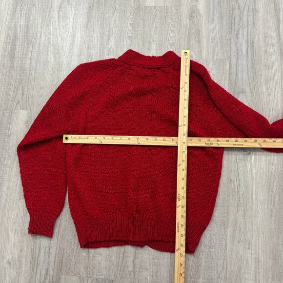 Vintage Ashley Hill Cardigan Sweater Women's Small Red Knit Floral Flower 90s - Picture 7 of 8